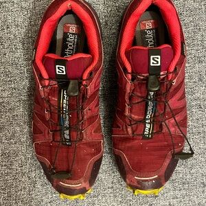 Salomon Red Trail Running Shoes with Quicklace